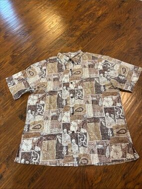 Vintage 80s Bishop St Apparel button up Hawaiian Shirt Made in Hawaii USA Size L